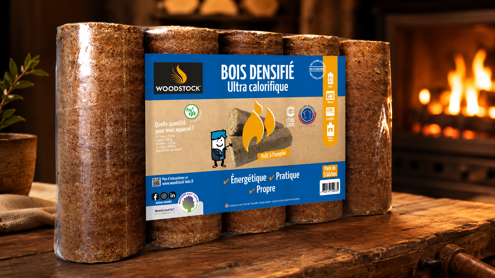 Bûches compressées