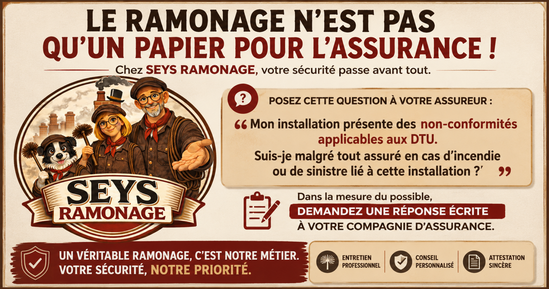 Le ramonage n’est pas simplement un papier pour votre assurance