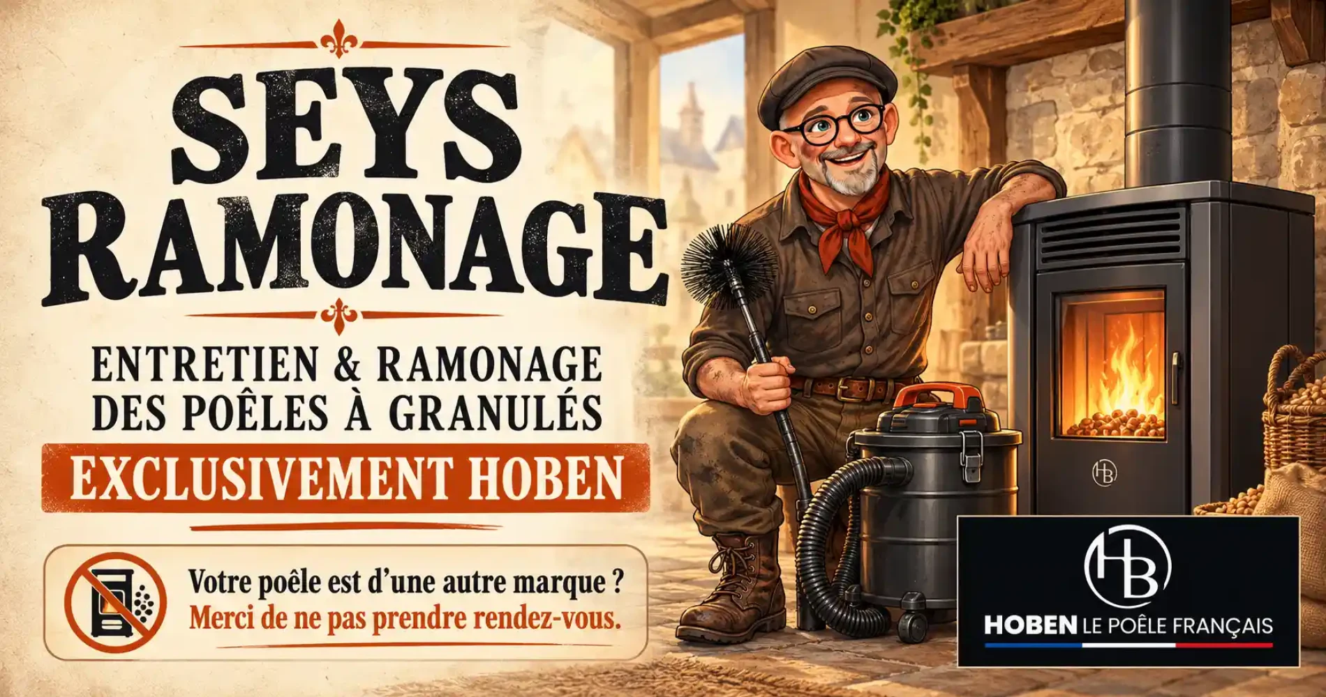 Entretien et ramonage des poêles à granulés : exclusivement HOBEN